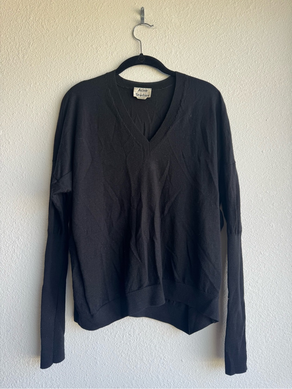 Acne Studios Black V-Neck Sweater size M